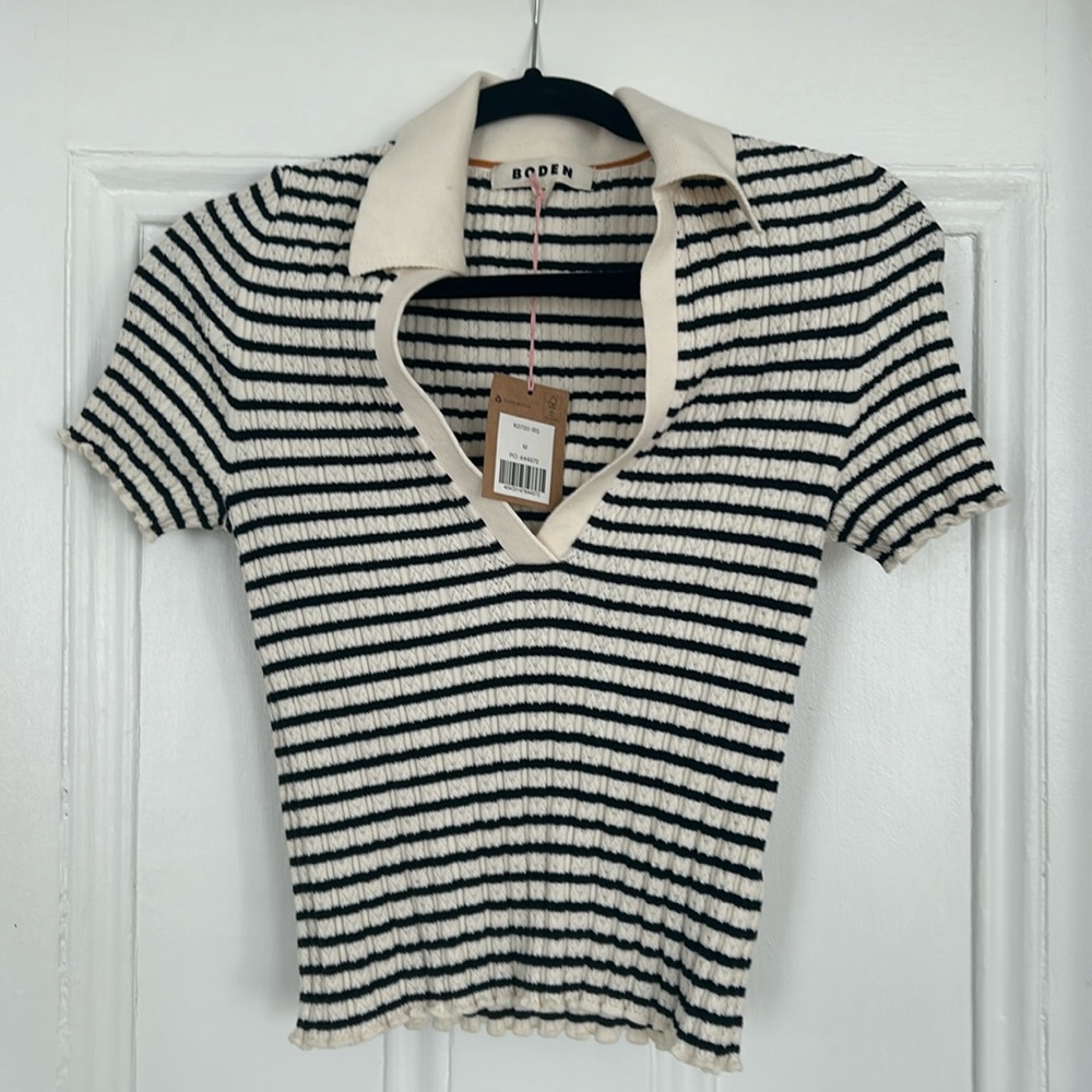 Boden   Striped blue/white top NWT